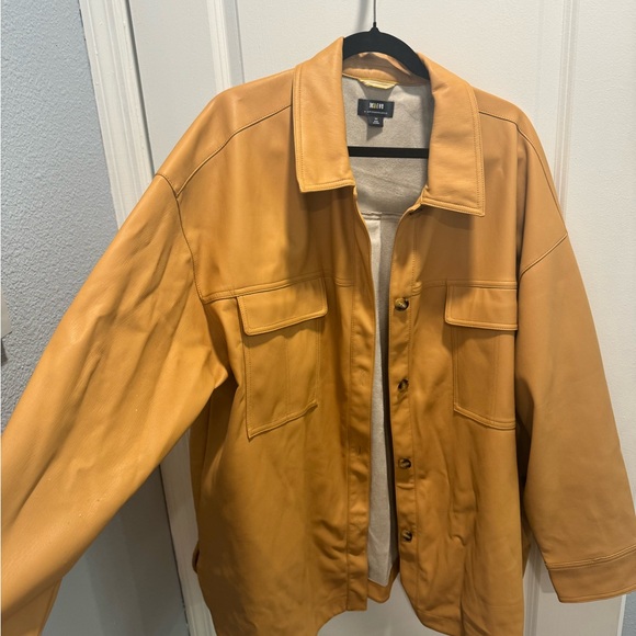 Maeve Faux Leather Longline Shirt Jacket - Picture 3 of 4